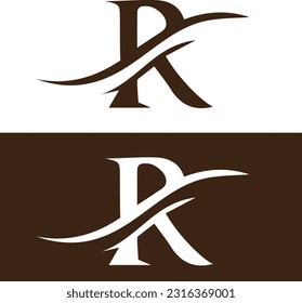 R Logo mit in Vektordatei.  R Icon Design. R Anfangsbuchstaben Logo Design. Braunes Logo-Design. R in Vektordatei.