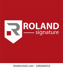 R logo vector template with simple font and shied isolated on dark background, suit for brand or company logo, marketing material, group or community icon, etc