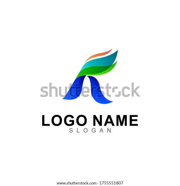 R logo and wing icon, letter R logo design\
abstract, colorful icon + 3d\
logos