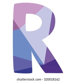 R low poly wrapping surface pastel vector alphabet letter isolated on transparent background