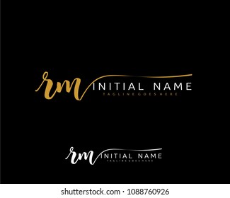 R M Initial handwriting logo vector. Hand lettering for designs.