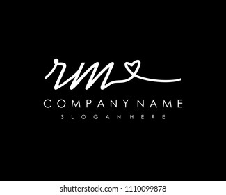 R M Initial handwriting logo vector