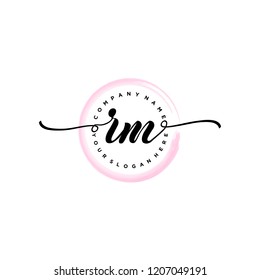R M Initial handwriting logo vector.