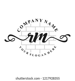 R M Initial handwriting logo vector. Hand lettering for designs.