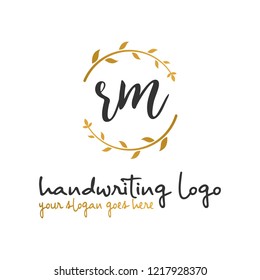 R M Initial handwriting logo vector