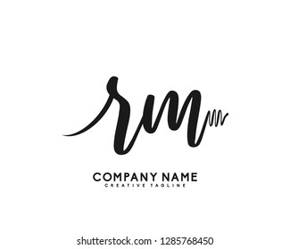 R M Initial Handwriting Logo Template Vector