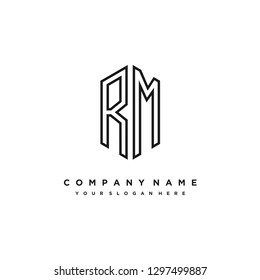 R M initial letter, modern logo design template vector