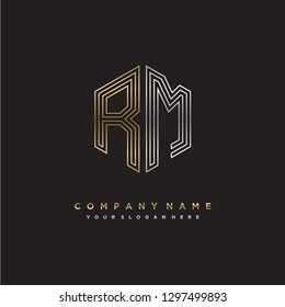 R M initial letter, modern logo design template vector