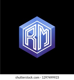 R M initial letter, modern logo design template vector