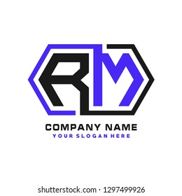 R M initial letter, modern logo design template vector