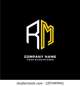 R M initial letter, modern logo design template vector