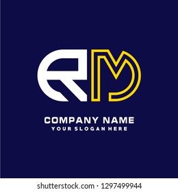 R M initial letter, modern logo design template vector