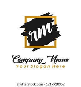R M initial square logo template vector