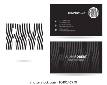 R & M joint logo waves letter design with business card template