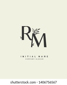 R M RM Beauty vector initial logo, handwriting logo of wedding, fashion, jewerly, heraldic, boutique, floral and botanical with creative template for any company or business.