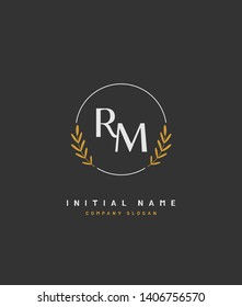R M RM Beauty vector initial logo, handwriting logo of wedding, fashion, jewerly, heraldic, boutique, floral and botanical with creative template for any company or business.
