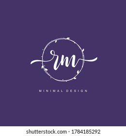 R M RM Initial handwriting or handwritten logo for identity. Logo with signature and hand drawn style.
