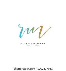 R M RM Initial letter handwriting and  signature logo concept design