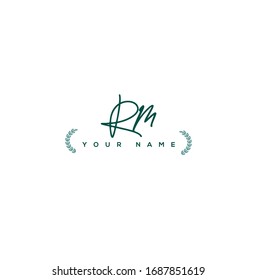 R M RM Initial letter handwriting and signature logo.	
