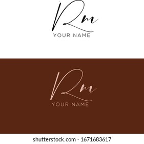  R M RM initial logo signature template vector. Handwriting concept logo.