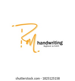 R m Rm initial logo handwriting template vector
