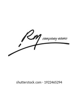 R m Rm initial logo handwriting template vector