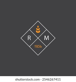 Logotipo simple de R M para el diseño cuadrado 