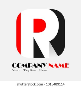 R mark negative space logo, Abstract icon with red and black colour for your company icon.