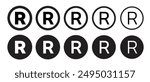 R mark. patent trademark r circle icon set. registered R pictogram.