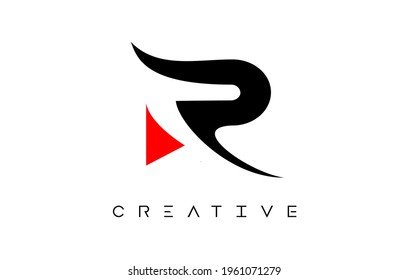 R Modern Letter Logo Design with Creative Look in Black and Red Colors Vector Illustration