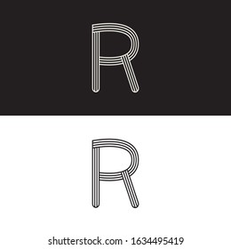 R Modern Minimal Mutiple Line Art Logo Sign Symbol Alphabet. Design Vector Graphic EPS10