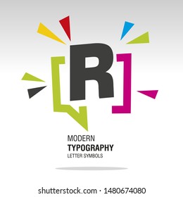 R modern typography letter symbol colorful sign icon sticker