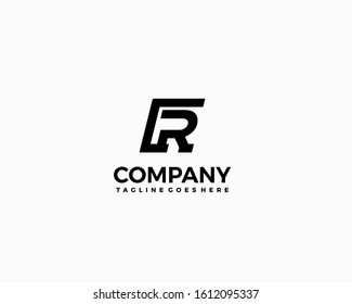 R monochrome simple and bold logo initial design template