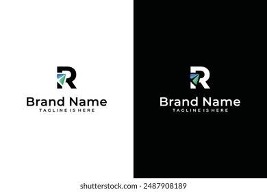 R monogram alphabet symbol design combined with arrows