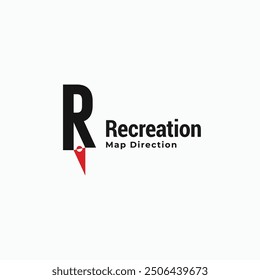 R monogram with compass needle north arrow direction logo vector icon illustration.