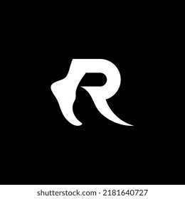 R monogram with foot logo design concept vector premium