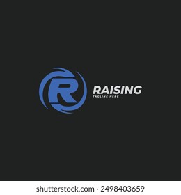 R monogram letter abstract radial spiral vortex logo vector icon illustration
