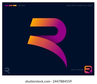 R monogram. Letter R consists of gradient ribbon. Public relation logo. Identity and app icon.