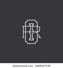 R monogram letter with razor blade linear logo, icon, sign, symbol vector illustration