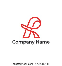 R monogram line vector logo template 