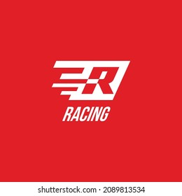 R monogram racing logo icon sign symbol design concept. Vector illustration