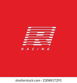 R monogram racing stripe lines logo design concept. Vector illustration