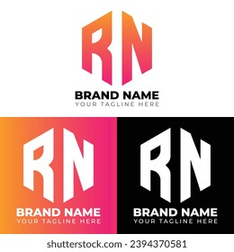 Logotipo de polígono de letras dobles R N, diseño de logotipo de dos letras R N, plantilla de diseño de logotipo de vector creativo minimalista