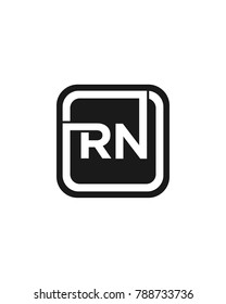 R N initial box letter logo template vector