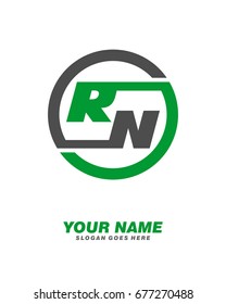 R N initial circle logo template vector