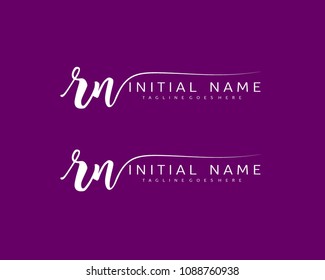 R N Initial handwriting logo vector. Hand lettering for designs.