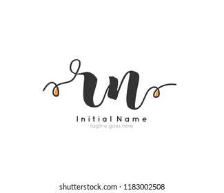 R N Initial handwriting logo vector template
