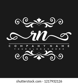 R N Initial handwriting logo vector