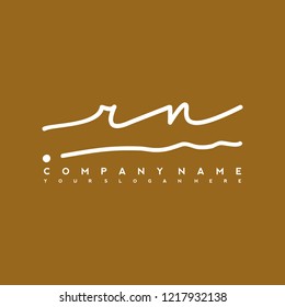 R N Initial handwriting logo vector