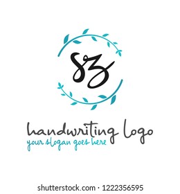 R N Initial handwriting logo vector